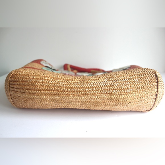 Vintage Straw Market Bag or Tote with Handles, Woven Sisal Bucket Purse, Retro - Picture 8 of 9
